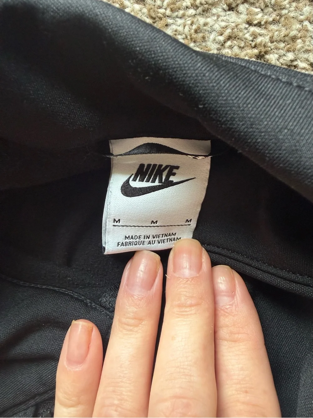 Nike Black Jacket with White Swoosh Tag